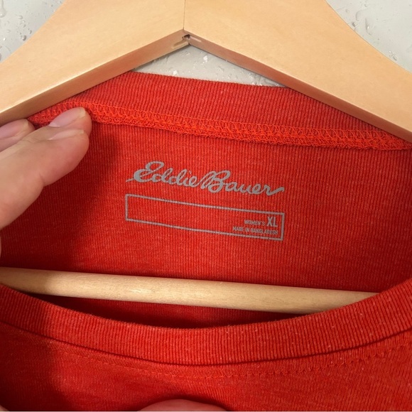 🦋 Eddie Bauer Orange Long Sleeve Tee Casual Comfy Classic Large - Picture 2 of 6